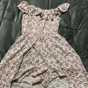 Flower print strapless dress